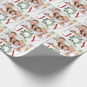 JOY Aangepaste gepersonaliseerde foto Kerstmis Cadeaupapier (Hoek)