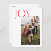 Joy Aligned One Photo Holiday Post Kaart (Voorkant / Achterkant)