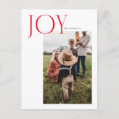 Joy Aligned One Photo Holiday Post Kaart (Voorkant)