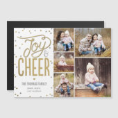 Joy and Cheer Holiday Photo Magnetic Card (Voorkant / Achterkant)