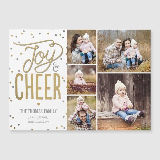 Joy and Cheer Holiday Photo Magnetic Card (Voorkant)