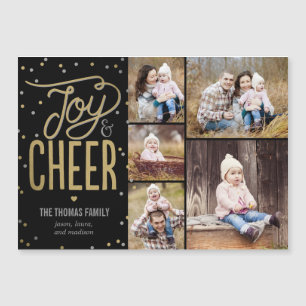 Joy and Cheer Photo Holiday Dunne Magnetische Kaar