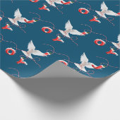 Joy and Dove on Blue Wrapping Paper Cadeaupapier (Hoek)