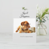 Joy and Happiness Bordeaux Photo Holiday Kaart (Staand voorkant)