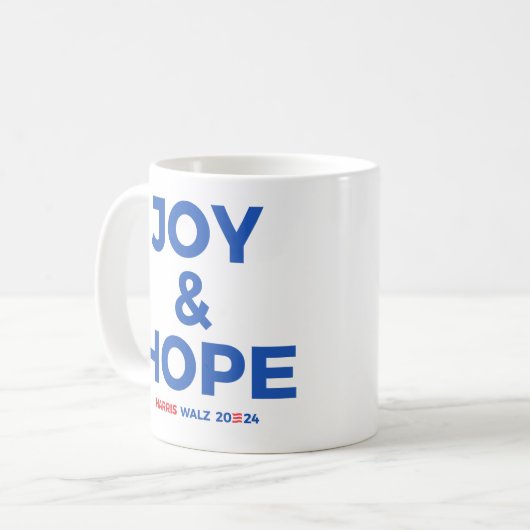 Joy and Hope - Harris Walz 2024 Koffiemok (Voorkant links)
