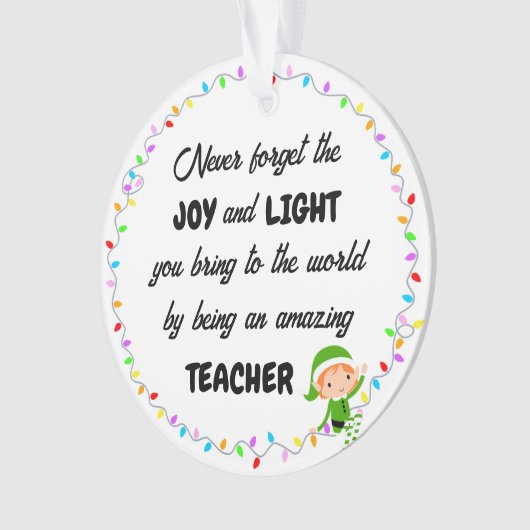 Joy and Light Dank u Leraar Acryl Ornament (voorkant)