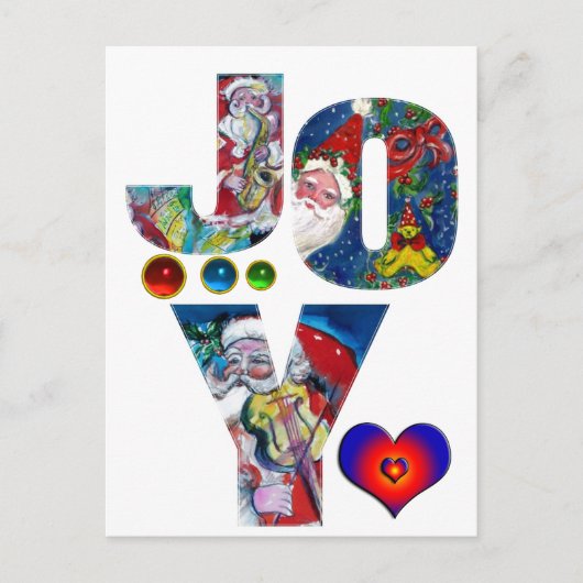 JOY AND LIVE MUSICAL SANTA XMAS PARTITY BRIEFKAART (Voorkant)