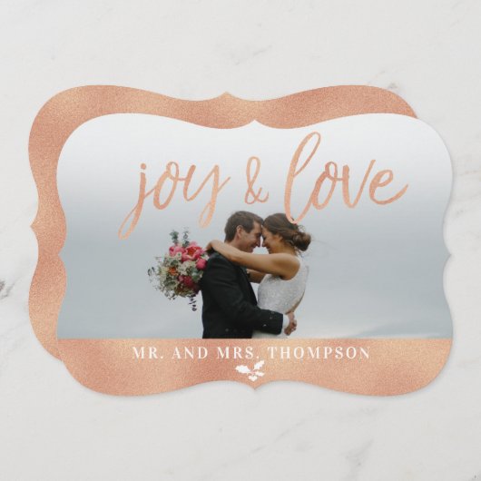 Joy and Love Christmas Holiday Roos Gouden Kaart (Voorkant / Achterkant)