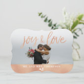 Joy and Love Christmas Holiday Roos Gouden Kaart (Staand voorkant)