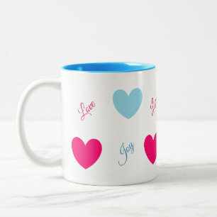 Joy and Love Hearts Tweekleurige Koffiemok