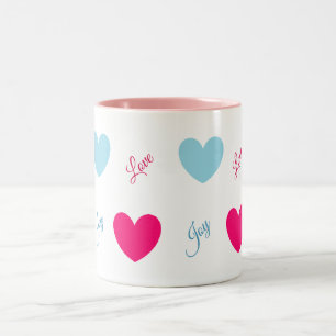 Joy and Love Hearts Tweekleurige Koffiemok