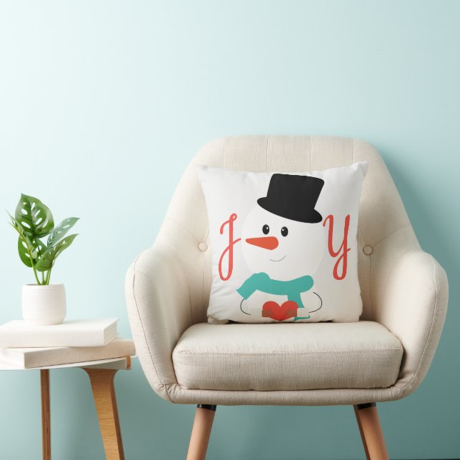JOY and Love Snowman | Cute Winter Kussen (Stoel)