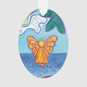 Joy and Peace Beach Angel Art Holiday Ornament