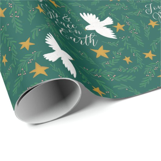 Joy and Peace on Earth Dove Gift Wrap Cadeaupapier (Rol Hoek)