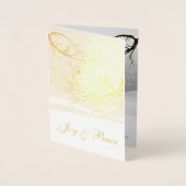 Joy and Peace Red Kerstvogels in Snowy Tree Folie Kaarten (Voorkant)