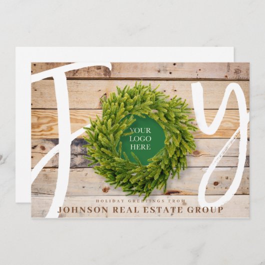 Joy and Pine Wood met Logo Business Feestdagenkaart (Voorkant / Achterkant)