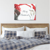 Joy and Ribbon Holiday Collectie Canvas Afdruk (Insitu (Slaapkamer))