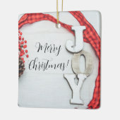 Joy and Ribbon Holiday Collectie Keramisch Ornament (Links)
