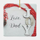 Joy and Ribbon Holiday Collectie Keramisch Ornament (Achterkant)