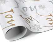 Joy and Snowflakes Holiday Wrapping Paper Cadeaupapier (Rol Hoek)