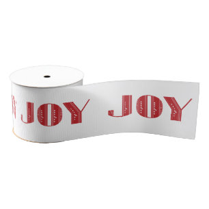 Joy Art Deco-kerstlint in rood wit Grosgrain Lint