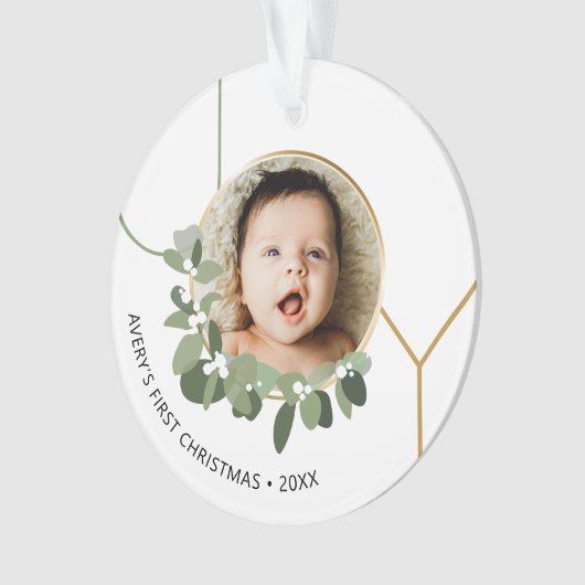Joy Baby's eerste kerstkrans Custom Photo Ornament (voorkant)
