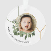 Joy Baby's eerste kerstkrans Custom Photo Ornament (voorkant)