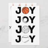 JOY Basketball, Golf Ball, Volleyball, & Baseball Feestdagenkaart (Voorkant / Achterkant)