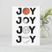 JOY Basketball, Golf Ball, Volleyball, & Baseball Feestdagenkaart (Staand voorkant)