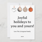JOY Basketball, Golf Ball, Volleyball, & Baseball Feestdagenkaart (Achterkant)