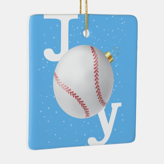 Joy bauble baseball sky blue kerstfeestdag keramisch ornament (Rechts)