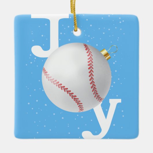 Joy bauble baseball sky blue kerstfeestdag keramisch ornament (Voorkant)