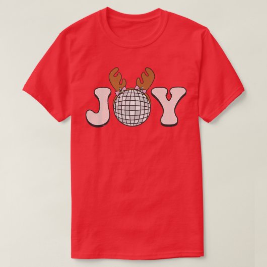 Joy Bauble Reindeer Snow Groovy Family Kerstmis T-shirt (Design voorkant)