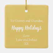 Joy bauble text on sky blue kerstfeestay keramisch ornament (Achterkant)