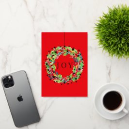Joy Berry Krans Vibrante Gevouwen Folie Kerstkaart Feestdagenkaart