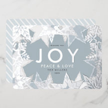 JOY Bevroren Sneeuwvlokken Zilver Folie Kerstkaart