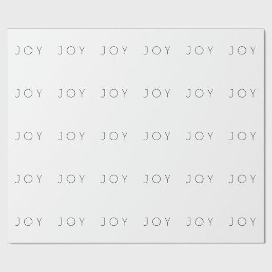 Joy Black and White Minimalist Typography Cadeaupapier (Vlak)