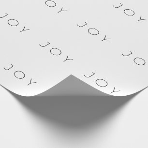 Joy Black and White Minimalist Typography Cadeaupapier