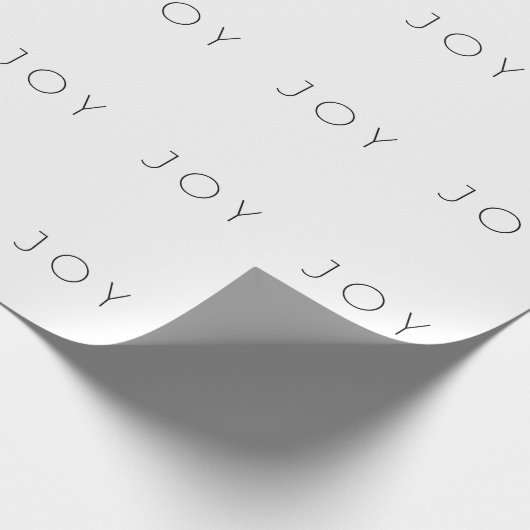 Joy Black and White Minimalist Typography Cadeaupapier (Hoek)