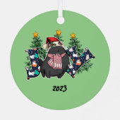 Joy Black Cat Kerstmis Metalen Ornament (Achterkant)