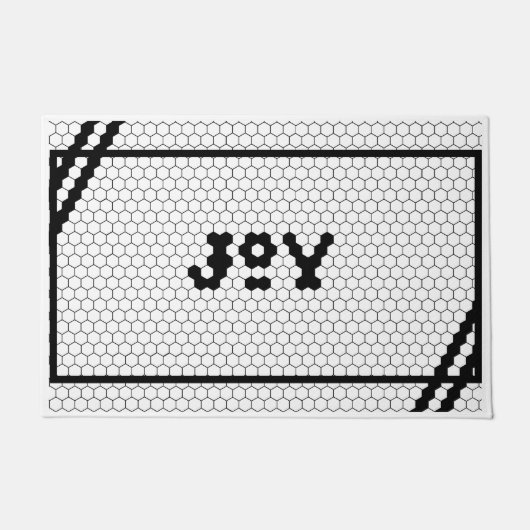 Joy Black en White Hex Tegel Deurmat (Voorkant)