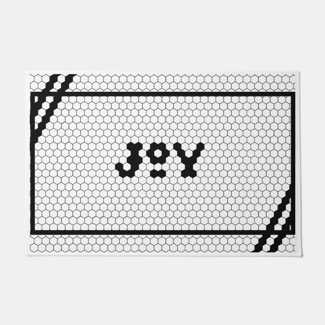 Joy Black en White Hex Tegel Deurmat (Voorkant)