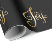 "Joy" Black Gold Script Elegant Holiday Cadeaupapier (Rol Hoek)