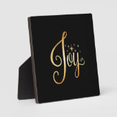 "Joy" Black Gold Script Elegant Holiday Fotoplaat (Voorkant)