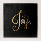 "Joy" Black Gold Script Elegant Holiday Fun Family Legpuzzel (Verticaal)