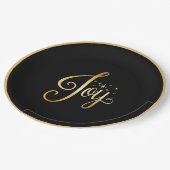 "Joy" Black Gold Script Elegant Holiday Papieren Bordje (Gekanteld)