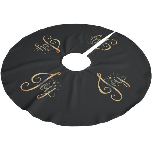"Joy" Black Gold Script Elegant Holiday Seasonal Kerstboom Rok (Gekanteld)