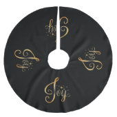 "Joy" Black Gold Script Elegant Holiday Seasonal Kerstboom Rok (Voorkant)