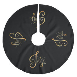 "Joy" Black Gold Script Elegant Holiday Seasonal Kerstboom Rok