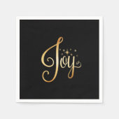 "Joy" Black Gold Script Elegant Holiday Servet (Voorkant)